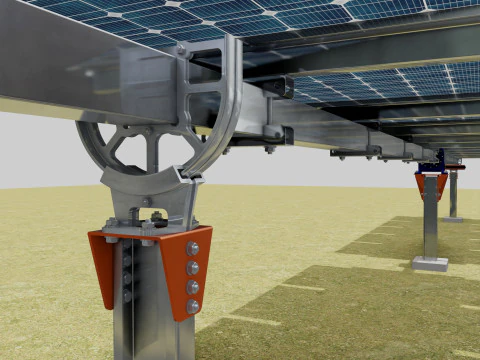 Solar Tracker Systems 55 Panels 3D Model