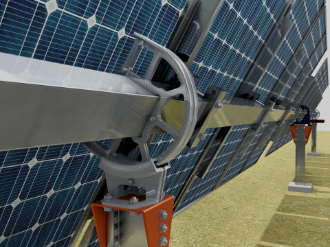 Solar Tracker Systems 55 Panels 3D Модель