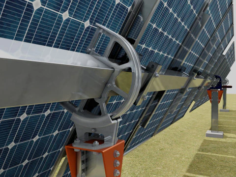 Solar Tracker Systems 55 Panels 3D Model
