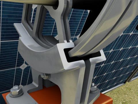 Solar Tracker Systems 55 Panels 3D Model