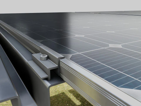 Solar Tracker Systems 55 Panels 3D Model
