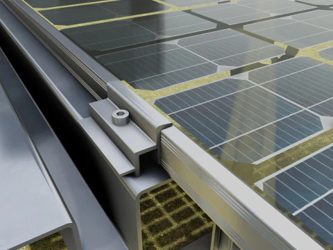 Solar Tracker Systems 55 Panels 3D Model