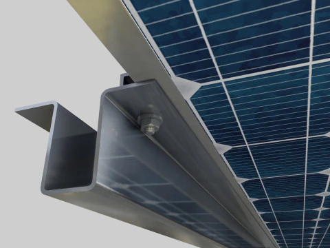 Solar Tracker Systems 55 Panels 3D Model