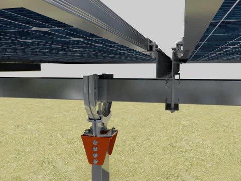Solar Tracker Systems 55 Panels 3D Model