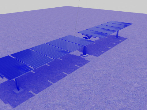 Solar Tracker Systems 55 Panels 3D Модель