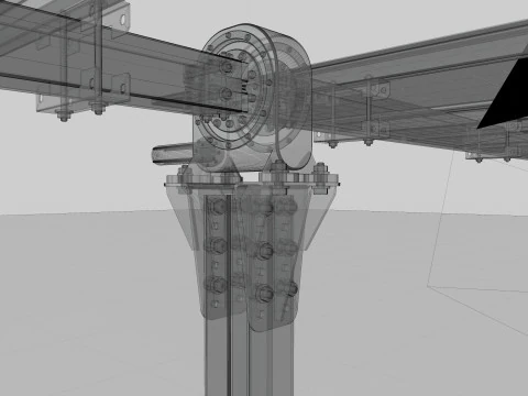 Solar Tracker Systems 55 Panels 3D Model