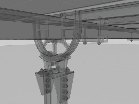 Solar Tracker Systems 55 Panels 3D Model