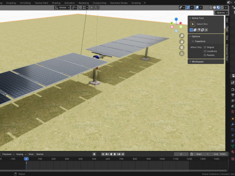 Solar Tracker Systems 55 Panels 3D Модель