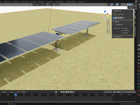 Solar Tracker Systems 55 Panels 3D Model