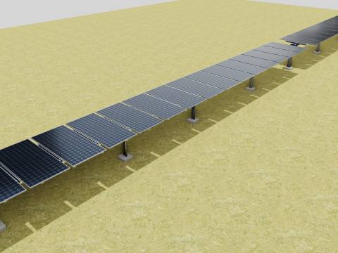 Solar Tracker Systems 1515 Panels 3D Model