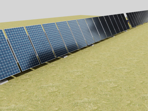 Solar Tracker Systems 1515 Panels 3D Model