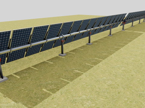 Solar Tracker Systems 1515 Panels 3D Model
