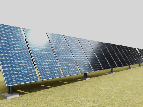 Solar Tracker Systems 1515 Panels 3D Model