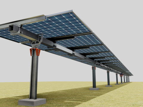 Solar Tracker Systems 1515 Panels 3D Model