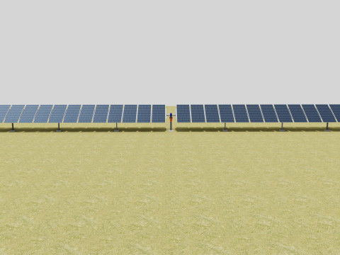 Solar Tracker Systems 1515 Panels 3D Model