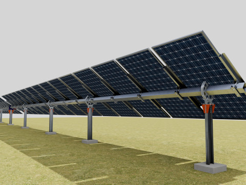 Solar Tracker Systems 1515 Panels 3D Model