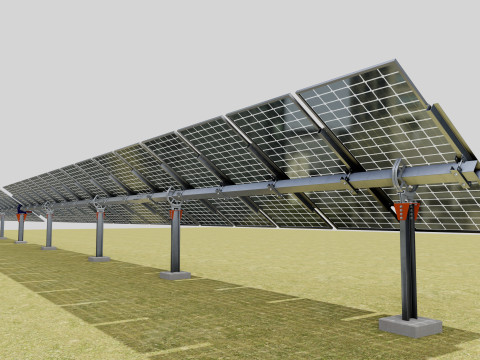 Solar Tracker Systems 1515 Panels 3D Model