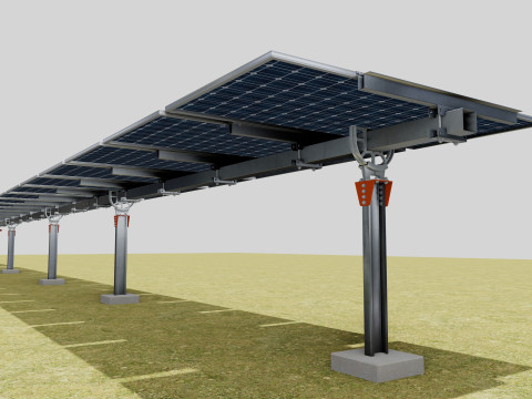 Solar Tracker Systems 1515 Panels 3D Model