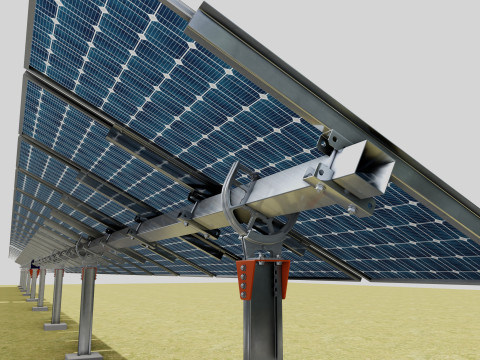 Solar Tracker Systems 1515 Panels 3D Model