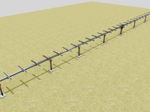 Solar Tracker Systems 1515 Panels 3D Model