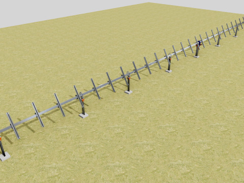 Solar Tracker Systems 1515 Panels 3D Model