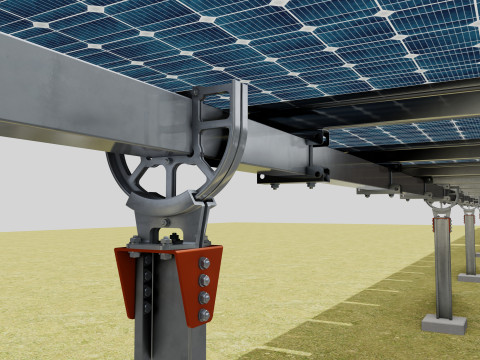 Solar Tracker Systems 1515 Panels 3D Model