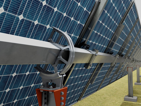 Solar Tracker Systems 1515 Panels 3D Model