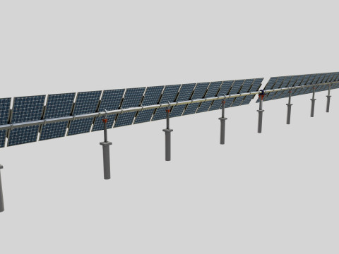 Solar Tracker Systems 1515 Panels 3D Model