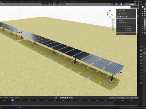 Solar Tracker Systems 1515 Panels 3D Model