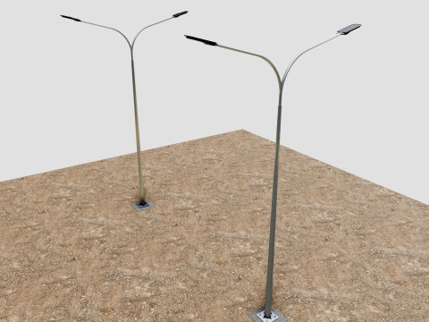 6MT LIGHTING POLE-DOUBLE BENDING ARM 3D 모델