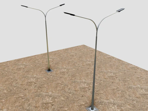 6MT LIGHTING POLE-DOUBLE BENDING ARM 3D Model