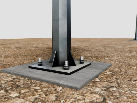 6MT LIGHTING POLE-DOUBLE BENDING ARM 3D Model