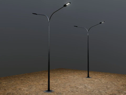 6MT LIGHTING POLE-DOUBLE BENDING ARM 3D Model