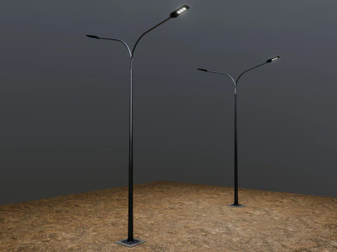 6MT LIGHTING POLE-DOUBLE BENDING ARM 3D Model