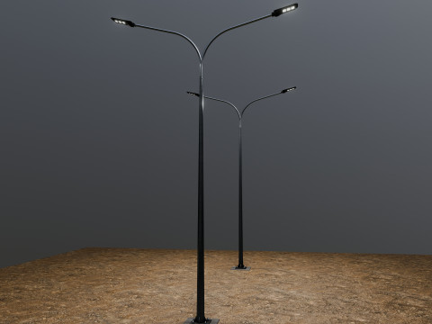 6MT LIGHTING POLE-DOUBLE BENDING ARM 3D 모델