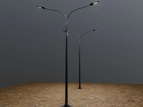 6MT LIGHTING POLE-DOUBLE BENDING ARM 3D Model