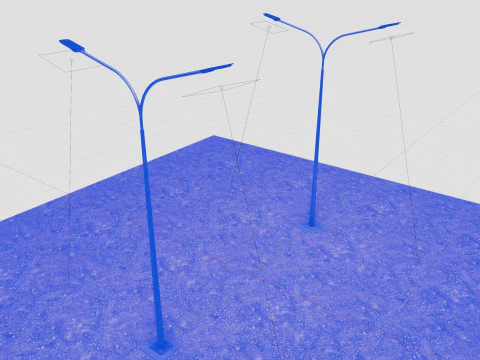 6MT LIGHTING POLE-DOUBLE BENDING ARM 3D Model
