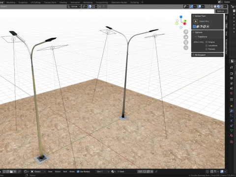 6MT LIGHTING POLE-DOUBLE BENDING ARM 3D Model