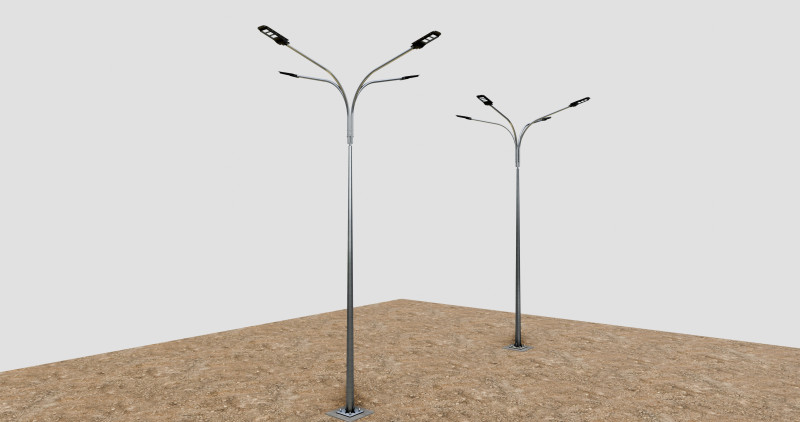 6MT LIGHTING POLE-QUADRUPLE BENDING ARM Modello 3D .c4d .max .obj .3ds .fbx .stl .blend
