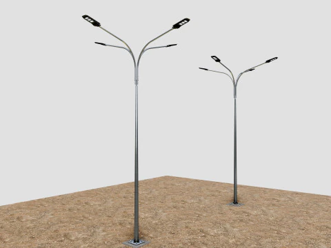 6MT AYDINLATMA DİREĞİ-D&Ouml;RTL&Uuml; B&Uuml;KME KOLU 3D Model