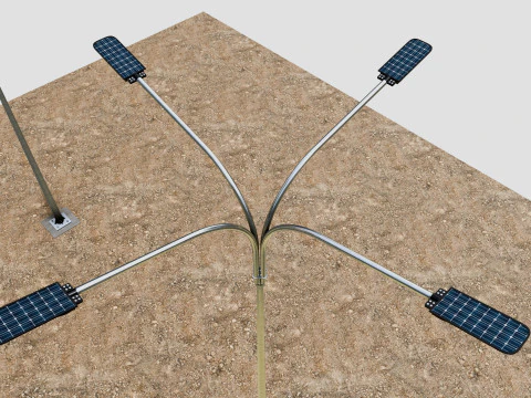 6MT LIGHTING POLE-QUADRUPLE BENDING ARM 3D Model