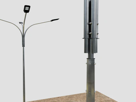 6MT LIGHTING POLE-QUADRUPLE BENDING ARM 3D Model