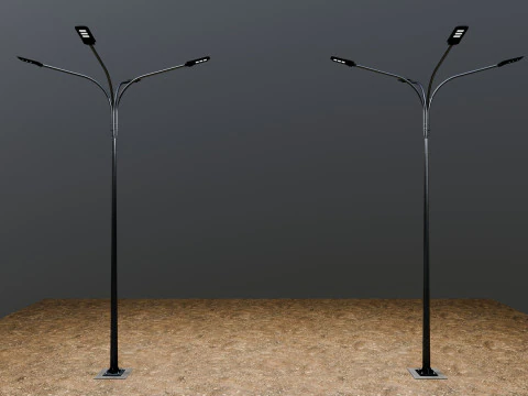 6MT LIGHTING POLE-QUADRUPLE BENDING ARM 3D Model