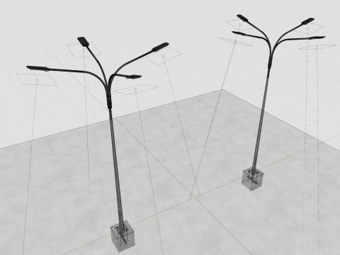 6MT LIGHTING POLE-QUADRUPLE BENDING ARM 3D Model
