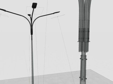 6MT LIGHTING POLE-QUADRUPLE BENDING ARM 3D Model