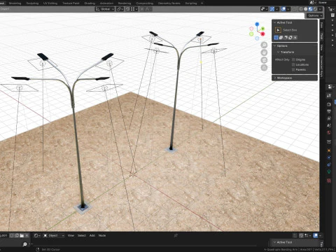 6MT LIGHTING POLE-QUADRUPLE BENDING ARM 3D Model