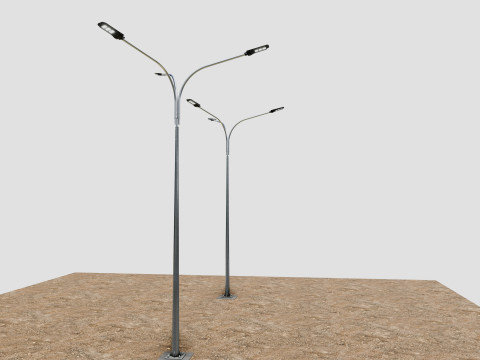 6MT LIGHTING POLE-TRIPLE BENDING ARM 3D 모델