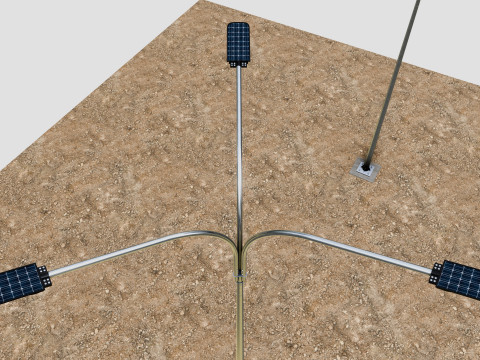 6MT LIGHTING POLE-TRIPLE BENDING ARM 3D 모델