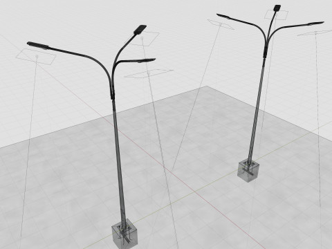 6MT LIGHTING POLE-TRIPLE BENDING ARM 3D 모델