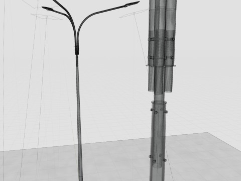 6MT LIGHTING POLE-TRIPLE BENDING ARM 3D 모델